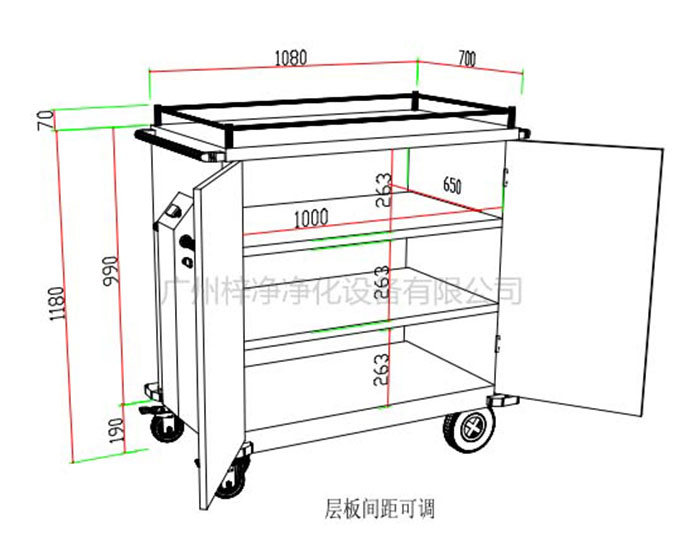 無菌物品電動運送車標準方案設(shè)計示意圖內(nèi)部結(jié)構(gòu)